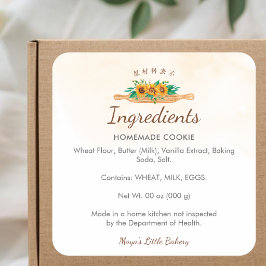 Elegante Zonnebloem Deegroller Ingredienten Produc Vierkante Sticker