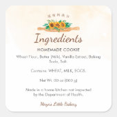 Elegante Zonnebloem Deegroller Ingredienten Produc Vierkante Sticker (Voorkant)