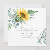 Elegante zonnebloem en eucalyptus veranderen de da save the date (Voorkant)