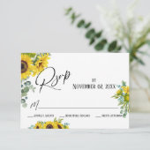 Elegante Zonnebloem en Eucalyptus Waterverf RSVP A (Staand voorkant)