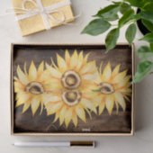 Elegante Zonnebloem en Schuur Houten Verjaardag Tissuepapier (Geschenk)