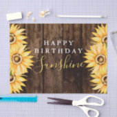 Elegante Zonnebloem en Schuur Houten Verjaardag Tissuepapier (Craft)