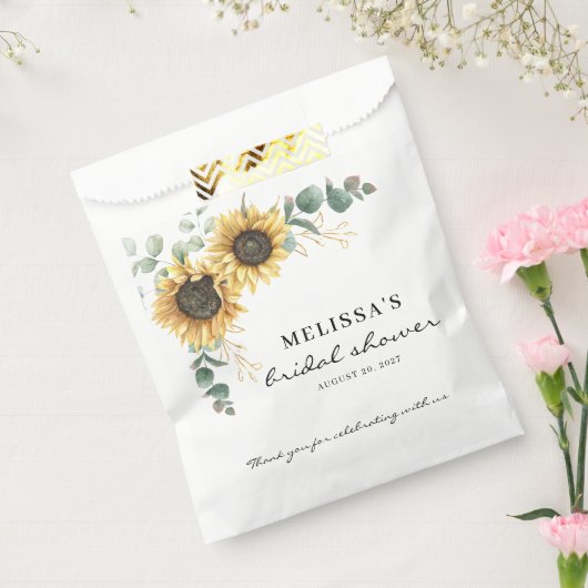 Elegante zonnebloem Eucalyptus bloemige bruids- Bedankzakje (Gezegeld)