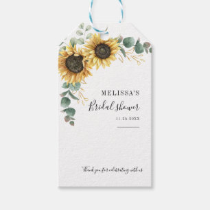 Elegante zonnebloem Eucalyptus bloemrijke bruiloft Cadeaulabel