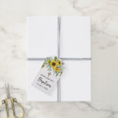 Elegante zonnebloem & eucalyptus boho kruis doop cadeaulabel (Met Touw)