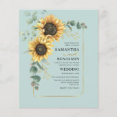 Elegante zonnebloem Eucalyptus bruiloft uitnodigin (Voorkant)