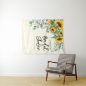 Elegante zonnebloem Eucalyptus Bruiloftsfeest Wandkleed (In Situ (horizontaal))