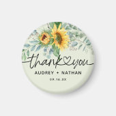 Elegante zonnebloem eucalyptus dank u bruiloft magneet (Voorkant)