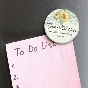 Elegante Zonnebloem Eucalyptus Dankjewel Trouwdag Magneet