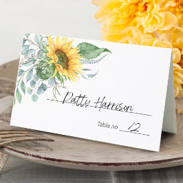 Elegante zonnebloem Eucalyptus groen Plaatskaartje