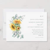 Elegante Zonnebloem Eucalyptus Herfst Bruiloft Kaart (Voorkant)