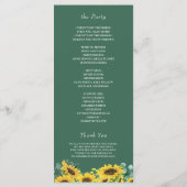 Elegante Zonnebloem Eucalyptus huwelijksceremonie Programmakaart (Achterkant)