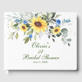 Elegante Zonnebloem Eucalyptus Loof Bruidsborrel Gastenboek (Voorkant)