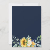 Elegante Zonnebloem Eucalyptus Navy Blue bruiloft Kaart (Achterkant)