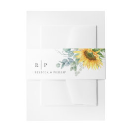 Elegante Zonnebloem Eucalyptus Watercolor Trouwdag Uitnodigingen Wikkel