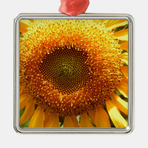 Elegante zonnebloem foto metalen ornament