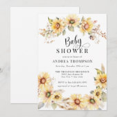 Elegante zonnebloem | Geel Baby shower Kaart (Voorkant / Achterkant)