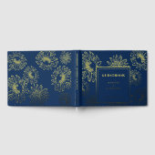 Elegante zonnebloem goud Folie blauw bruiloft gast Gastenboek (Volledig)