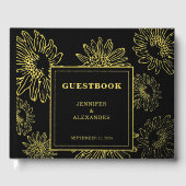 Elegante zonnebloem gouden Folie bruiloft gastenbo Gastenboek (Voorkant)