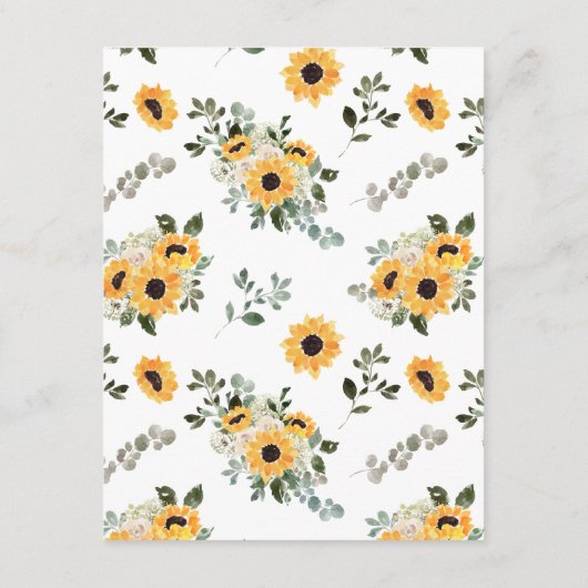 Elegante Zonnebloem Greenery Wedding Details Informatiekaartje (Achterkant)