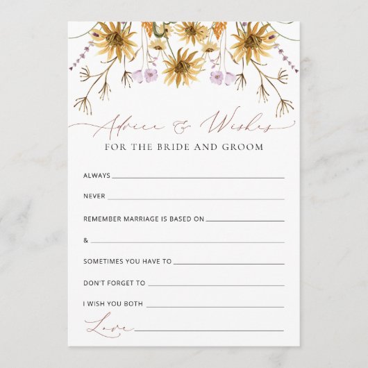 Elegante Zonnebloem Huwelijksadvieskaart Advieskaart (Voorkant)