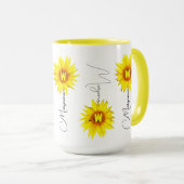 Elegante Zonnebloem Koffie Mok met Custom Name (Voorkant rechts)