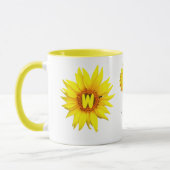 Elegante Zonnebloem Koffie Mok (Naam & Monogram) (Links)