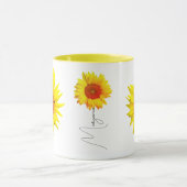 Elegante Zonnebloem Koffie Mok (Naam & Monogram) (Midden)