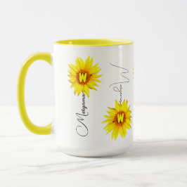 Elegante zonnebloem koffiemok met eigen naam mok