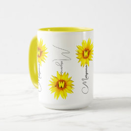 Elegante zonnebloem koffiemok met eigen naam mok