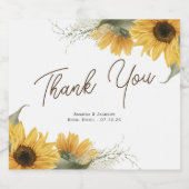 Elegante zonnebloem, land val bruiloft gunst sparkling wijnetiket (Enkel label)