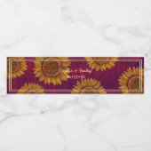 Elegante Zonnebloem Landelijke Bourgondische Bruil Waterfles Etiket (Enkel label)