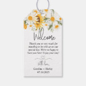 Elegante Zonnebloem Madelief Bruiloft Welkom Cadeaulabel (Voorkant)