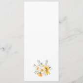 Elegante Zonnebloem Madelief Bruiloftsmenu Programmakaart (Achterkant)
