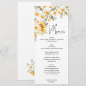 Elegante Zonnebloem Margriet Bruiloftsmenu Programmakaart (Voorkant / Achterkant)
