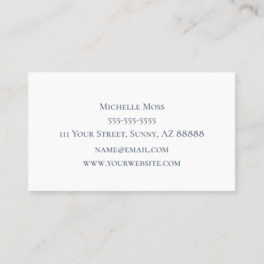 Elegante Zonnebloem Marine Blauw Bloemen Designer Visitekaartje (Achterkant)