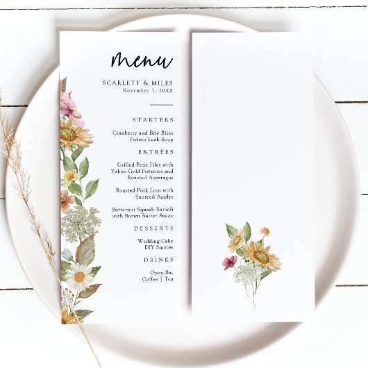Elegante Zonnebloem Menu