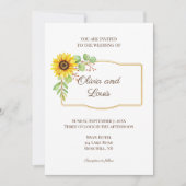 Elegante zonnebloem moderne bloemen bruiloft uitno kaart (Voorkant)