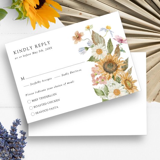 Elegante Zonnebloem RSVP Kaartje