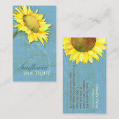 Elegante zonnebloem rustiek blauw visitekaartje (Voorkant / Achterkant)