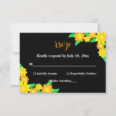 Elegante Zonnebloem Rustieke Boho Zwart Bloemen Br RSVP Kaartje (Voorkant)