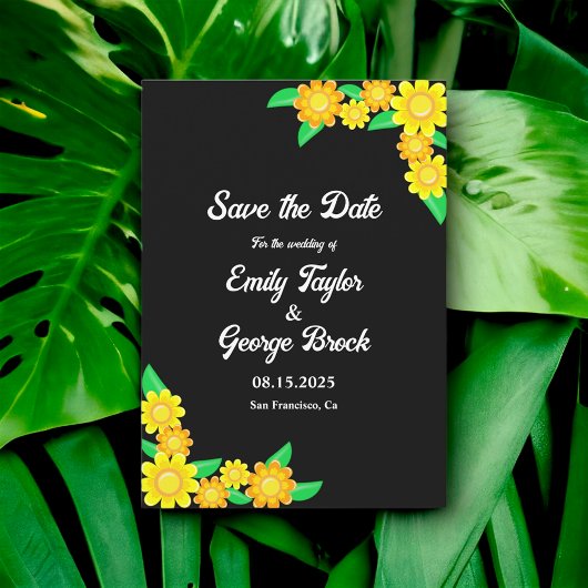 Elegante Zonnebloem Rustieke Boho Zwart Bloemen Br Save The Date