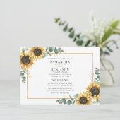 Elegante Zonnebloem rustieke bruiloft Kaart (Staand voorkant)