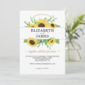 Elegante Zonnebloem rustieke bruiloft Kaart (Staand voorkant)
