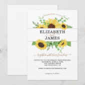 Elegante Zonnebloem rustieke bruiloft Kaart (Voorkant / Achterkant)