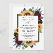 Elegante Zonnebloem Rustieke Budget QR Code Trouwe Kaart (Voorkant)