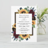 Elegante Zonnebloem Rustieke Budget QR Code Trouwe Kaart (Staand voorkant)