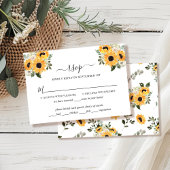 Elegante Zonnebloem Sage Green Wedding RSVP Kaart