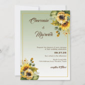 Elegante Zonnebloem Sage Groene Zomer Bruiloft Kaart (Voorkant)