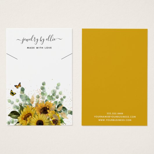 Elegante Zonnebloem Sieraden Ketting Displaykaart Visitekaartje (Voorkant /achterkant)